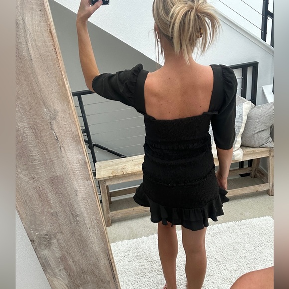 Favlux Black Puff Sleeve Square Neck Mini Dress | Size L - Picture 7 of 13